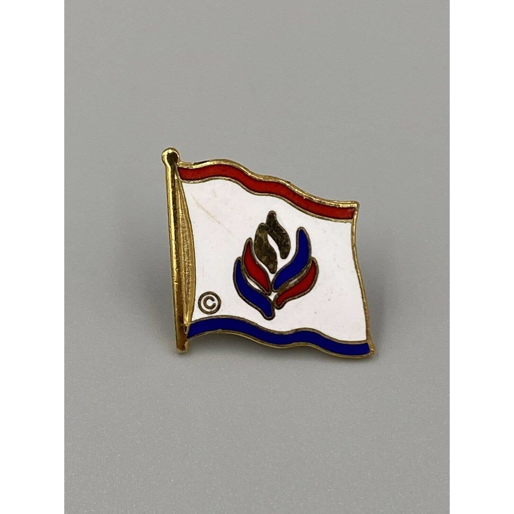 Red White And Blue Flame Logo Flag Lapel Hat Vest Shirt‎ Pin